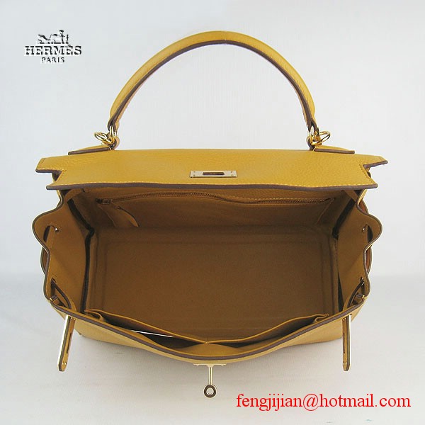 Hermes Kelly 32cm Togo Leather Bag Yellow 6108 Gold Hardware